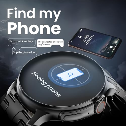GOBOULT Crown R Pro 2 Smartwatch 1.43''HD AMOLED Display, BT Calling 5.2, 600 Nits Brightness, IP67, 150+ Watchfaces, 120+ Sports Modes, AI Voice Assistant, SpO2 Monitoring (Charcoal Black)