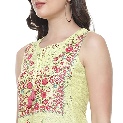 BIBA Women's Ethnic Lime Rayon Ethnic Wear Dress (Size_2XL)