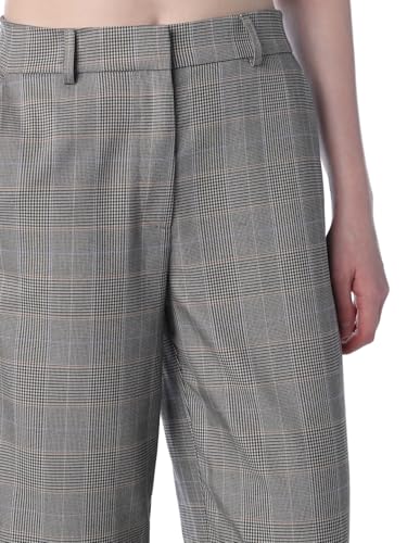 ONLY Women's Checked Straight Fit High-Rise Grey Pants