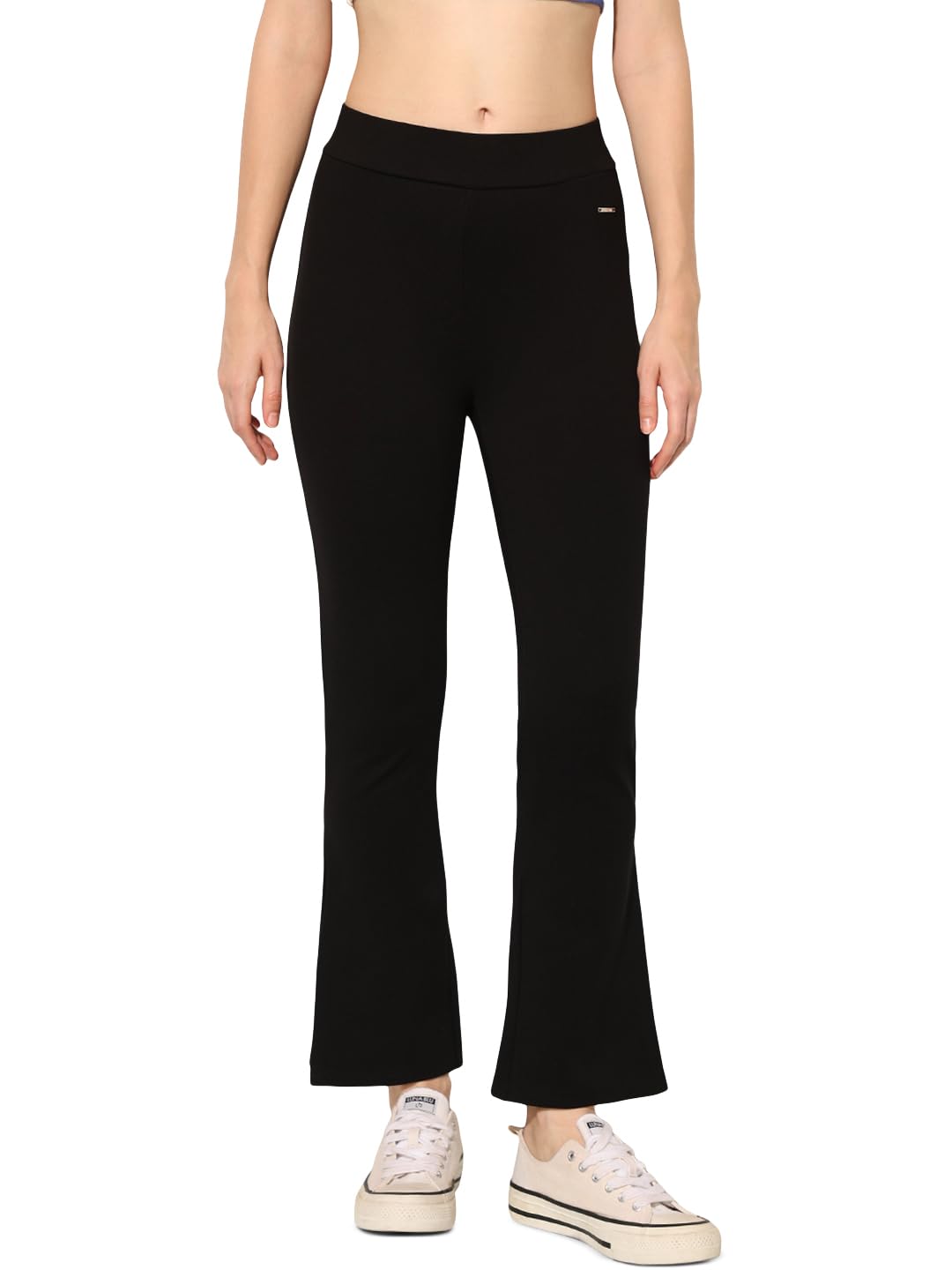 ONLY Women's Solid Skinny Fit Black Pant