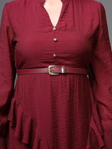 Kazo Athena Midi Dress with Belt (Wine_M)