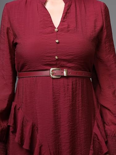 Kazo Athena Midi Dress with Belt (Wine_XS)