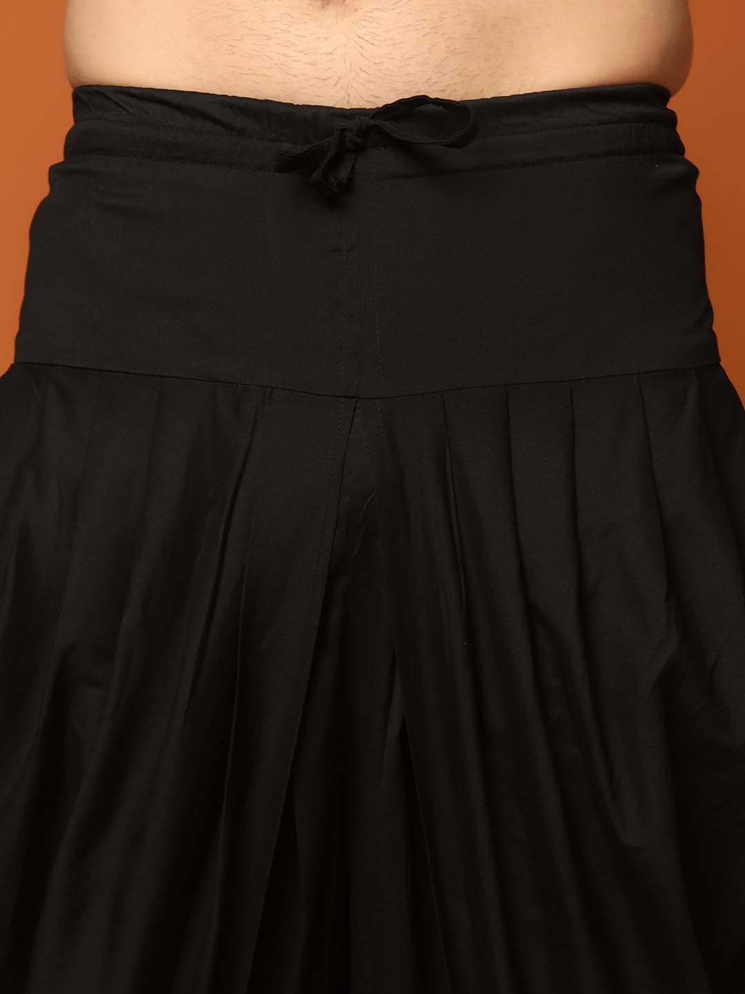 KISAH Men's Sherwani Dhoti Set, Silk Blend Full Sleaves, Knee Length, Straight, Regular Fit, Mandarin Collar Ethnic wear, 40 Black