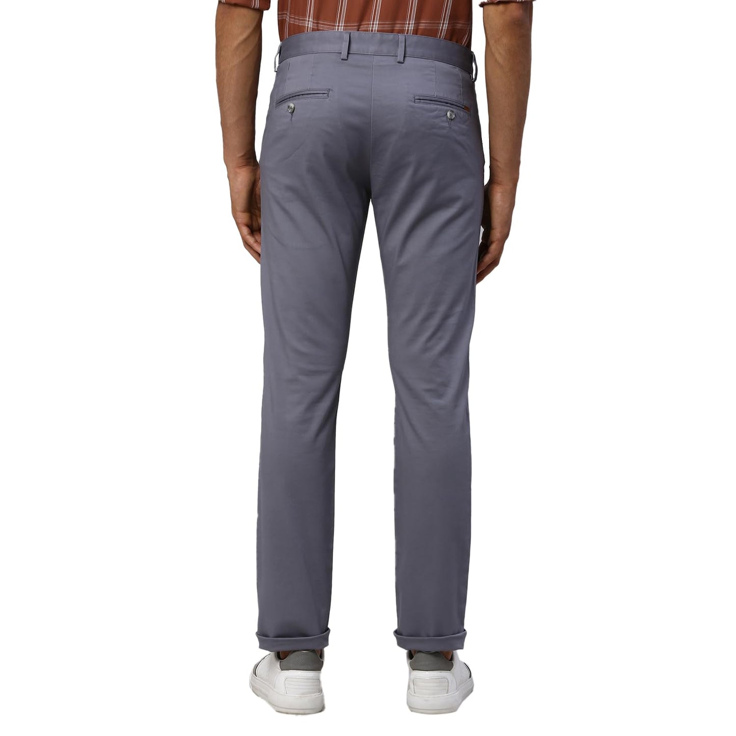 Park Avenue Men's Solid Pattern Neo Fit Cotton Blend Flat Front Chinos (Size: 38)-PCTA00477-G6 Grey