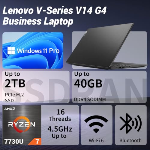 Lenovo V14 AMD Ryzen 7 7730U 14" FHD Business Laptop, 16GB RAM | 1TB SSD