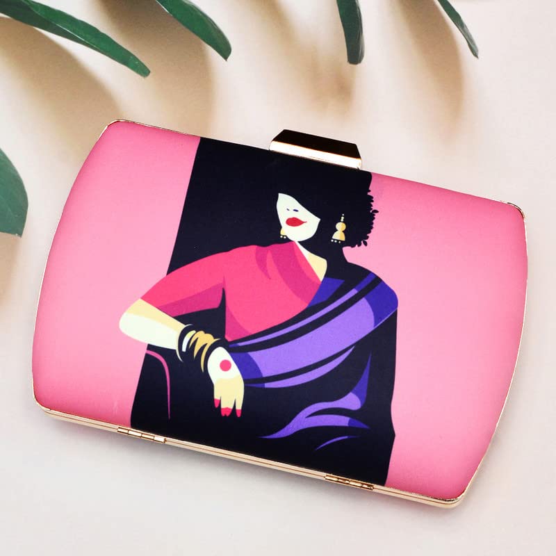 Artklim Printed Pink Lady Clutch