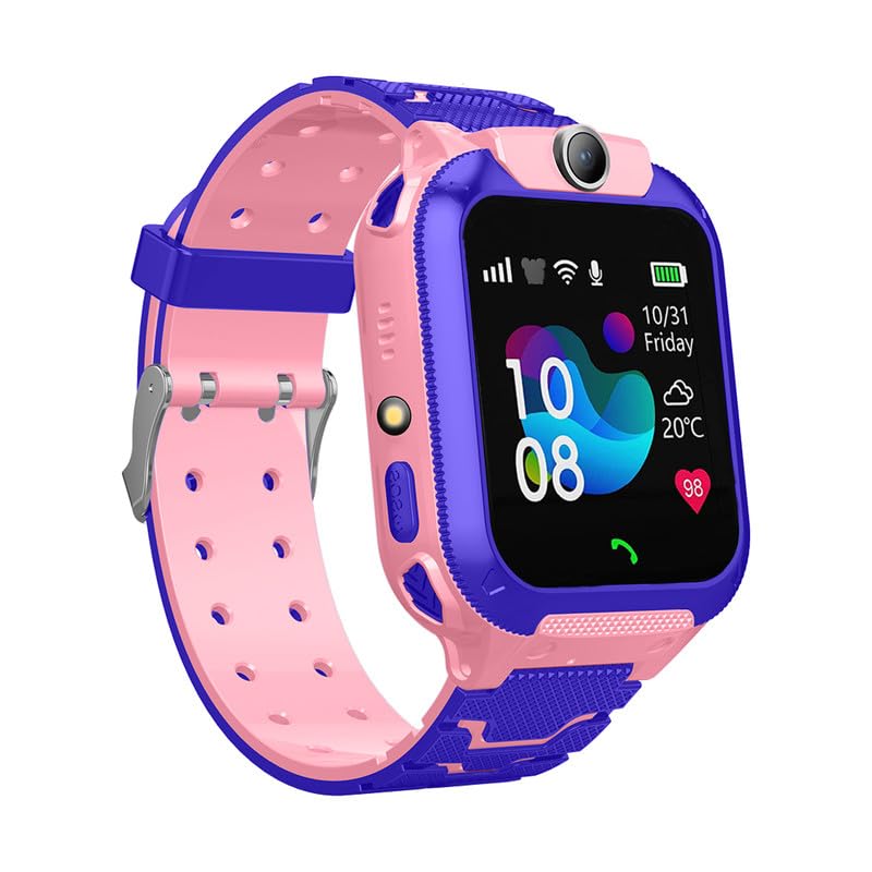 PunnkFunnk Q18 Kids Calling Smart Watch for Boys & Girls | 2-Way Voice Calling & Message | Sim Card | Selfie Camera | Parent Control App | Voice Chat | Long Battery Life(LightPink)