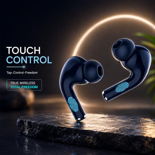 Kratos TW01 Ear Buds Wireless with 30H Playtime with Touch Control, Noise Isolation & Clear Calls, Bluetooth Earbuds with Voice Assistant, Bluetooth V 5.3 & with Type C Fast Charging,TWS Earphones