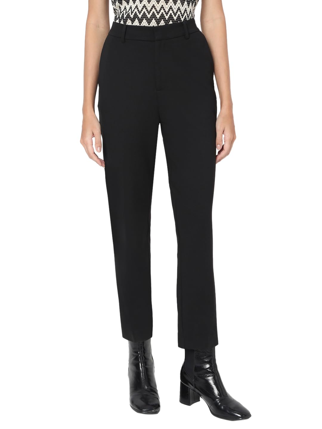 VERO MODA Women's Slim Fit High-Rise Black Trouser