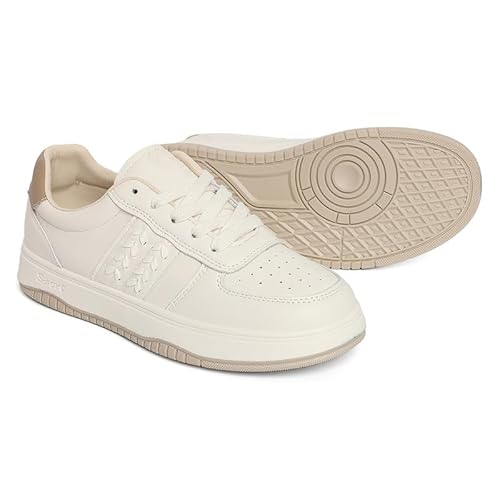 ROSEMEAD Women Casual Sneaker Shoes | Stylish and Comfortable | Lace-Up Style Offwhitebrown_UK- 7