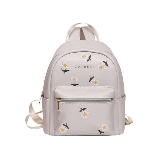 Caprese Zipper Kyle Faux Leather Women's Casual Wear Backpack (Grey, Small)