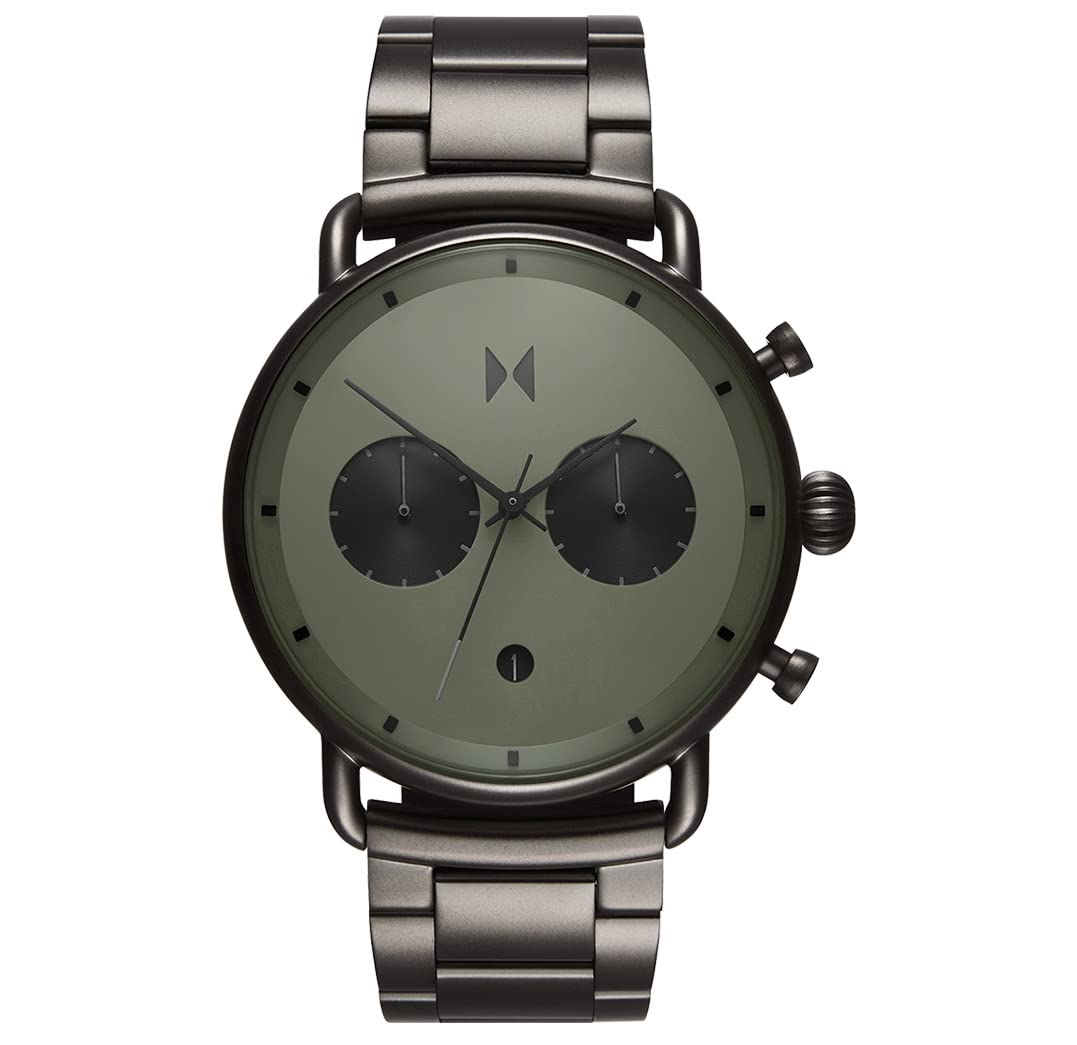 MVMT Stainless Steel Boss Analog Green Dial Men Watch-Bt01-Olgu, Gray Band