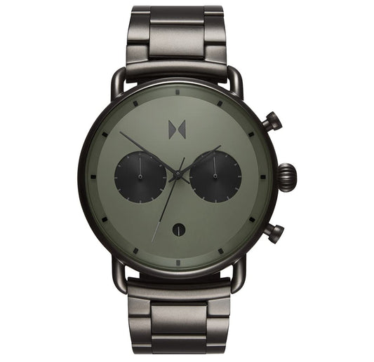 MVMT Stainless Steel Boss Analog Green Dial Men Watch-Bt01-Olgu, Gray Band