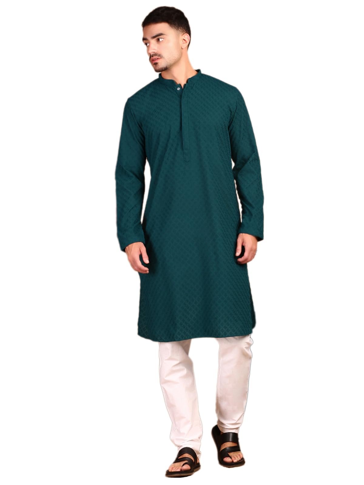 Sanwara Men's Cotton Geometric Regular Kurta Set