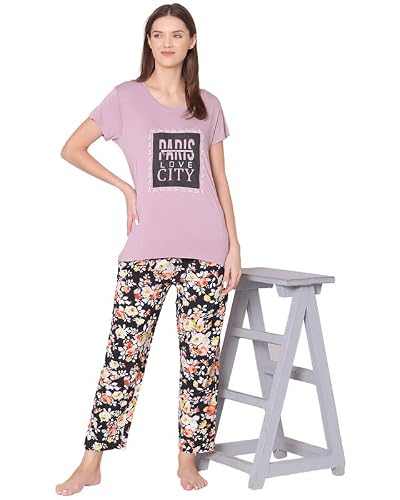 BODYCARE Womens Modal Spandex Printed Tshirt & Pyjama Set BSLS14006-XXL