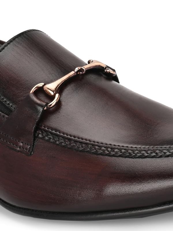 HITZ Men's Brown Leather Slip On Shoes - UK 10