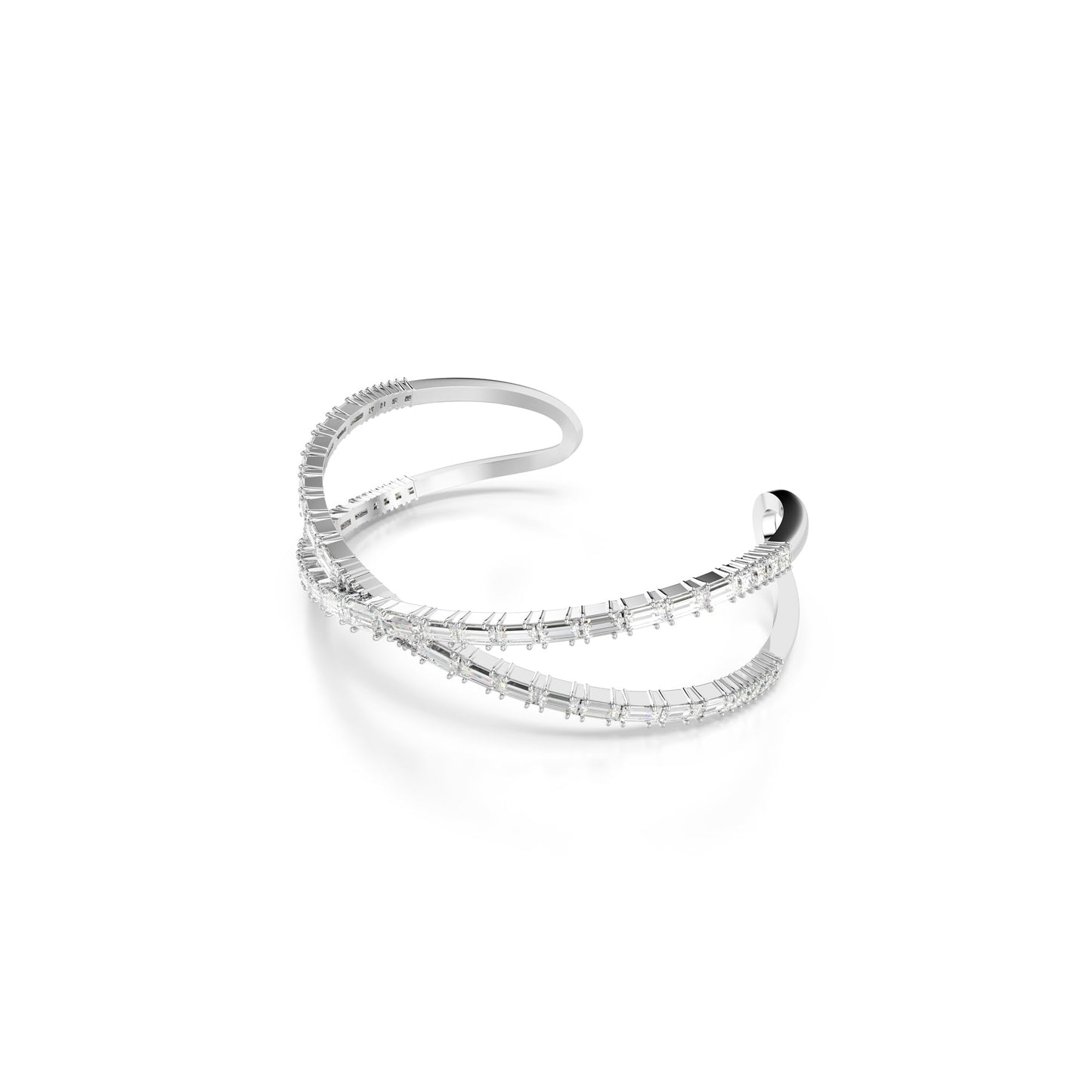 Swarovski Hyperbola cuff, Infinity, White, Rhodium plated