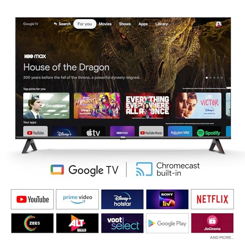 TCL 101 cms (40 inches) Smartchoice Full HD Smart QLED Google TV | Dolby Audio 24 watts | Ai Clarity | Metallic Bezel-Less | Multiple Viewing Mode | 40V5C