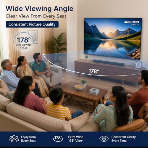 UNICRON 24 Inch Android Smart TV, HD LED Television with 30W Sound Speaker, WiFi Enabled, IPS A+ Display Panel, Gaming, Screen Mirroring & Mobile Connectivity