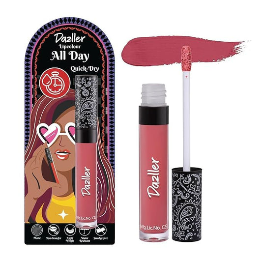 Dazller All Day Quick-Dry Lipcolour, Ultra-Matte, Smudge-Proof, Moisturising with Kokum Butter, Brown (DLC049)