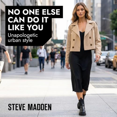 Steve Madden Cropped Lapel Trench Coat, Spring Jackets for Women, Womens Lightweight Work Jackets, Khaki, Small