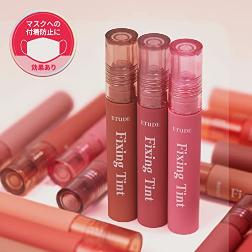 ETUDE Fixing Tint| Long Lasting High Pigmented Liquid Lipstick |Waterproof Lightweight Matte Finish Lip Stain| Full Coverage| #12 Salmon Brick-4g (Pack of 2)