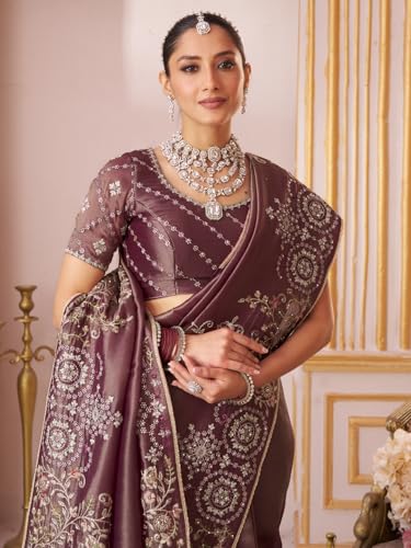 Laxmipati Chakor Purple Silk Saree with Floral Embroidery_N-2900
