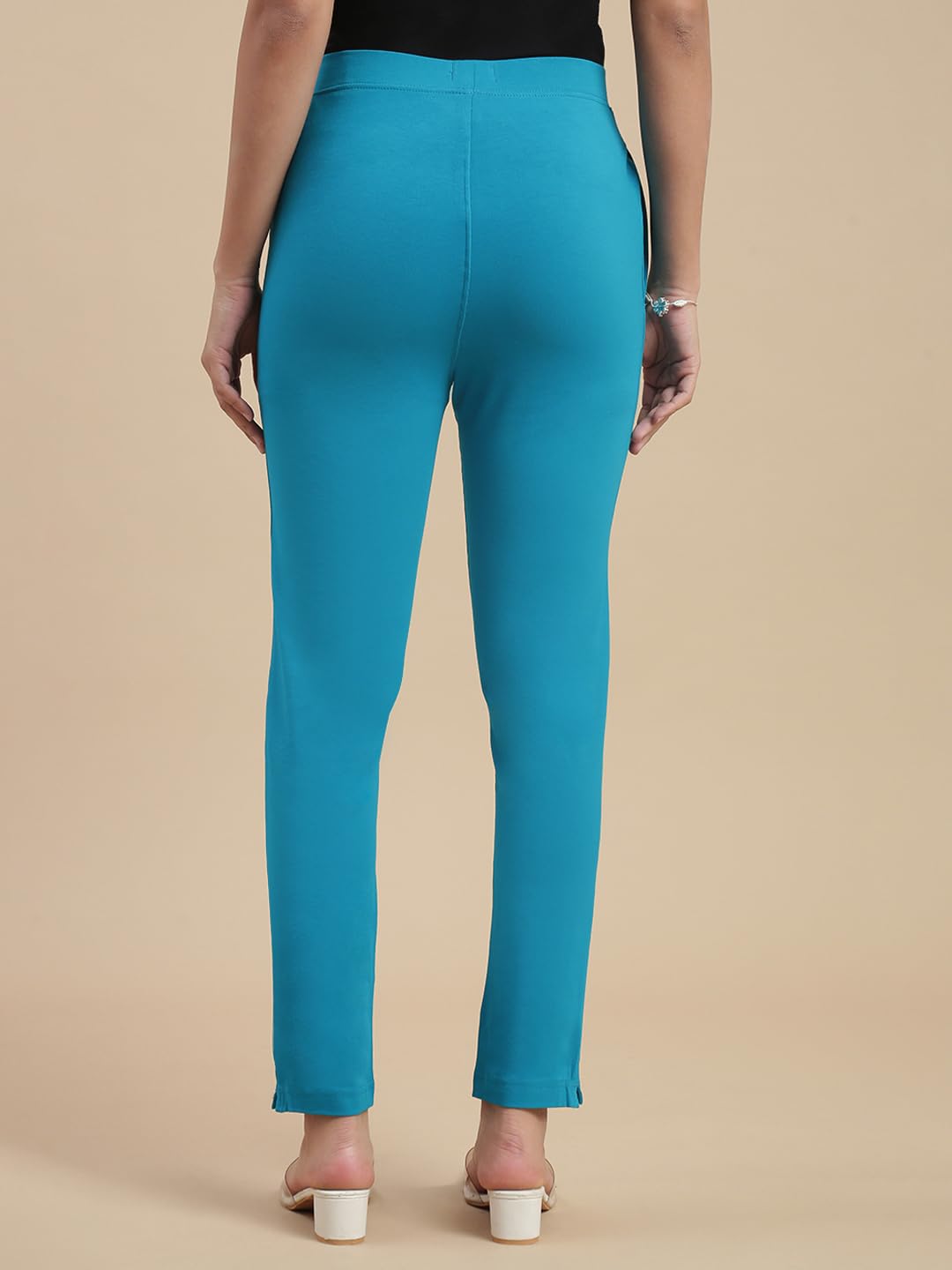 De Moza Women Comfort Fit Kurti Pant - Teal | 95% Cotton 5% Elastane | Mid Rise | 1 Pocket | Casual & Office Wear