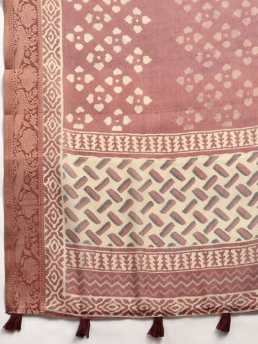 RAMRAJ COTTON Women Semi Silk Tissue Weaving Saree Brown SS284