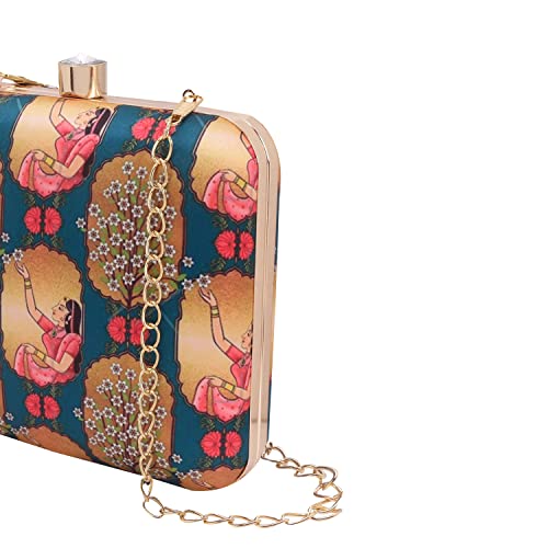 SWISNI Multicolour ethnic digital printed box clutch II Women's Traditional Designer Clutch For Women & Girls II PRINTED CLUTCHES