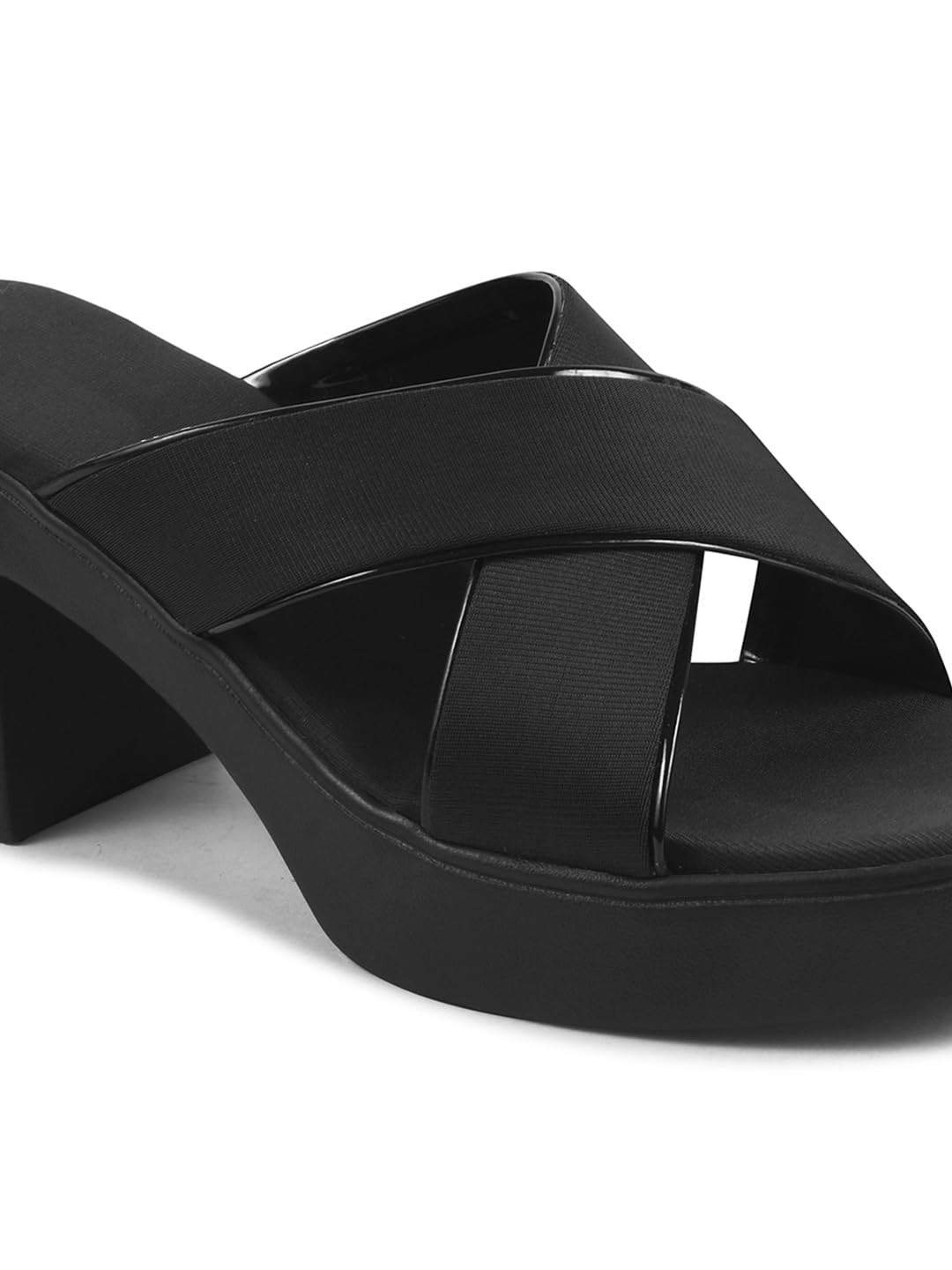 SVYA Comfortable Heel Sandals for Women and Girl (Black, UK Footwear Size System, Adult, Women, Numeric, Medium, 7)