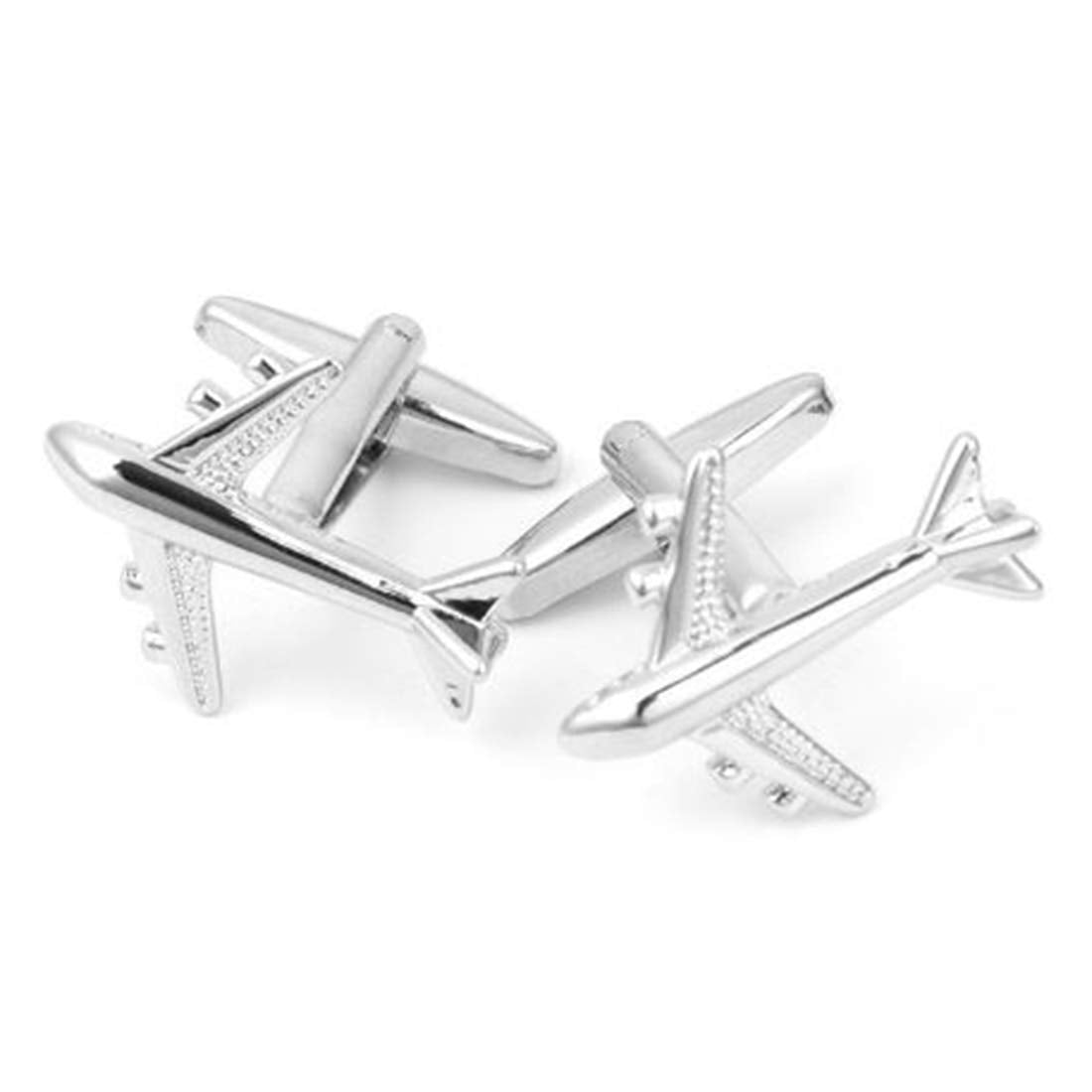 Peora Airplane Plane Jet Pilot Pair Silver Shirt Cufflinks for Men Boys Corporate Business Gift