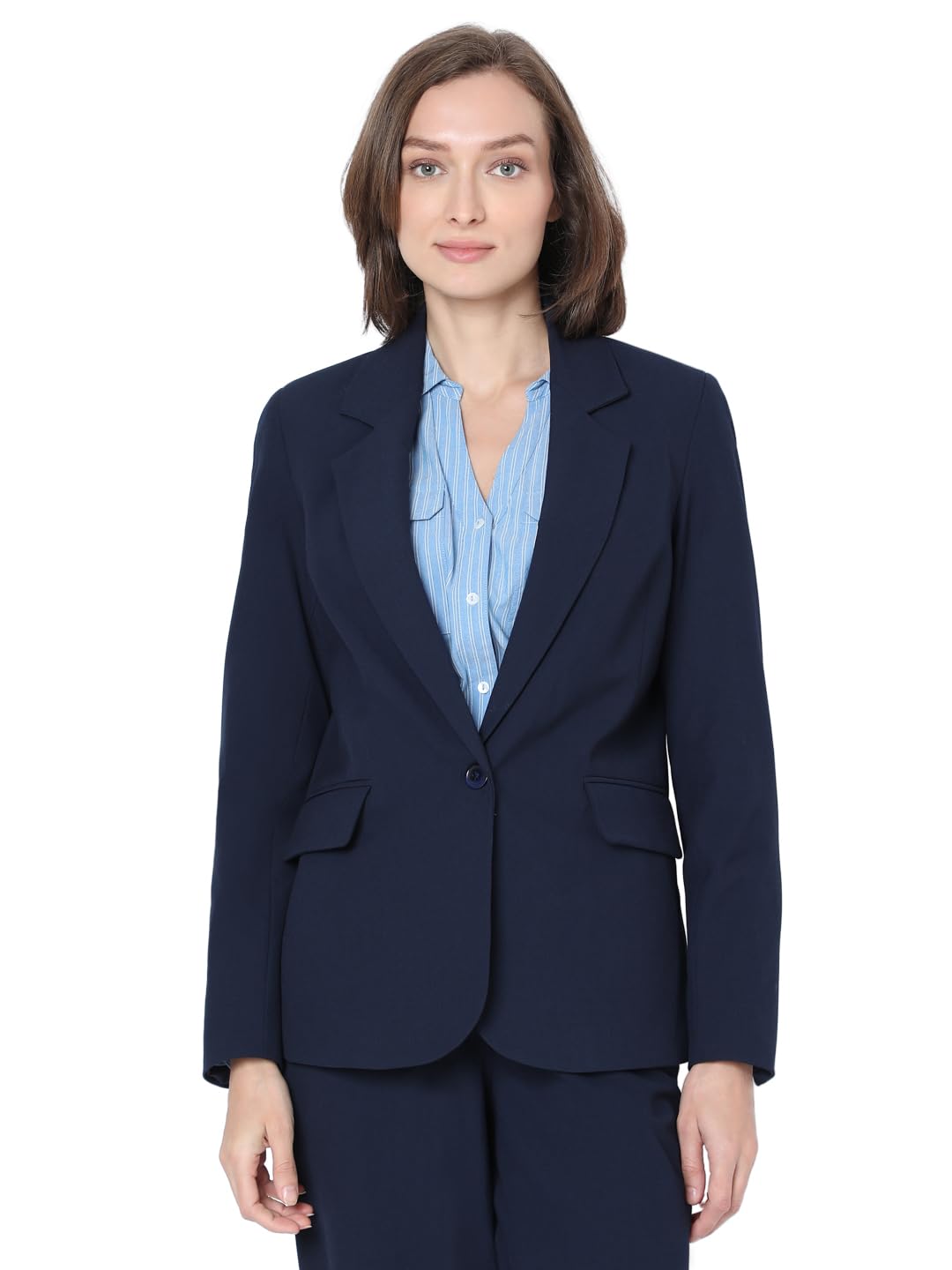 VERO MODA Womens Regular Fit Navy Blue Blazer