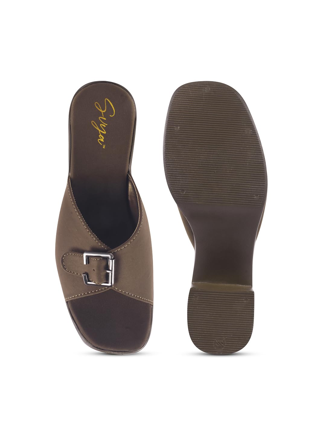 SVYA Comfortable Heel Sandals for Women and Girl. (Mehndi, UK Footwear Size System, Adult, Women, Numeric, Medium, 6)
