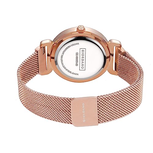 Giordano Analog Stylish Watch for Women with Mesh Metal Strap, 3 Hand Mechanism and Roman Numerals