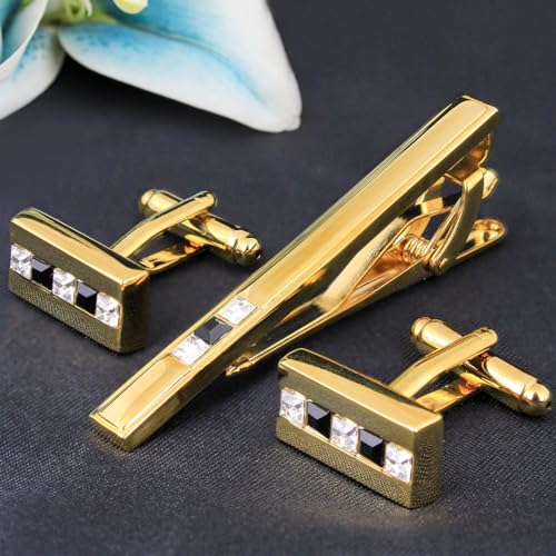 Peluche Golden Coloured Brass The Bling Bar - G - TS - Tiepin Set For Men