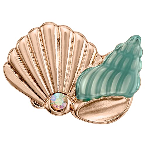 Citizen Eco-Drive Ladies' Special Edition Disney Princess Ariel "Making Waves my Way" Faceted Crystal Watch and Pin Gift Set, Gold Stainless Steel Watch, Green Dial, 30mm (Model: GA1073-63W), Rose