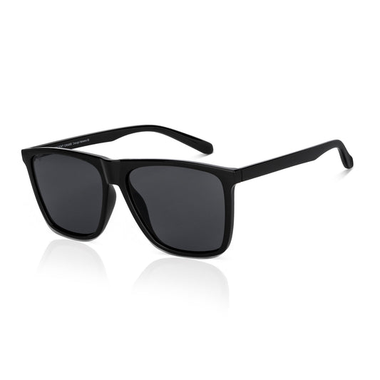 Vincent Chase By Lenskart | Black Grey Solid Full Rim Square | 100% UV Protection (UV 400) | Men & Women | Large | VC S14525
