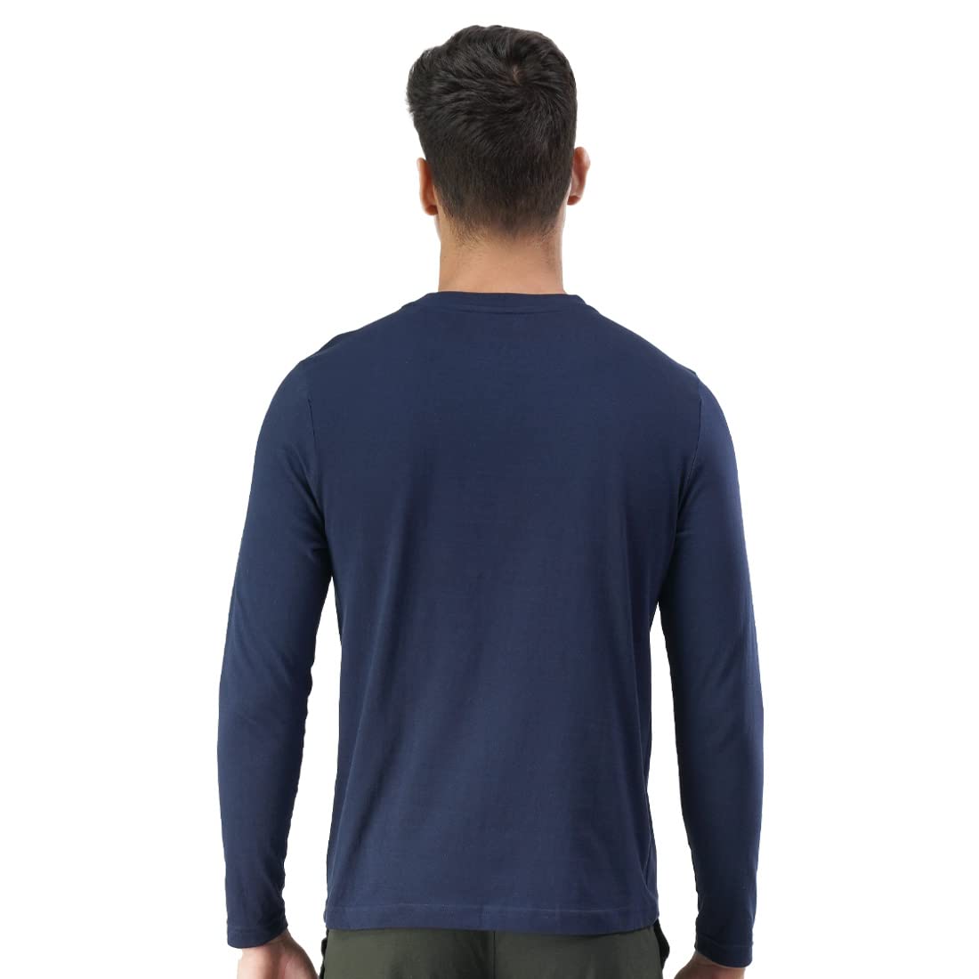 U.S. POLO ASSN. Men Pure Cotton Long Sleeve Solid I693 Crew Neck, Regular, Sweat Shirt T-Shirt - Pack of 1 (Navy L)