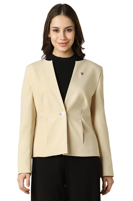 Allen Solly Women's Blazer (AHBZWRGFD54399_Beige