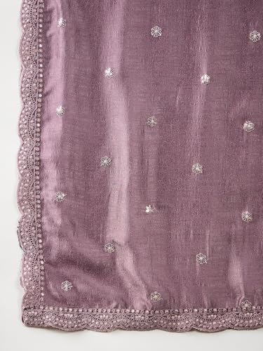 Shampysky Women's Purple Chinon Stitched Top With Chinon Dupatta Full Sleeve Embroidered Anarkali Gown (SSY-1193-Purple-XL)