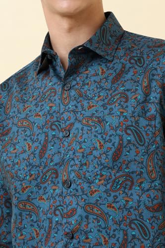 Men Blue Print Full Sleeves Casual Shirt