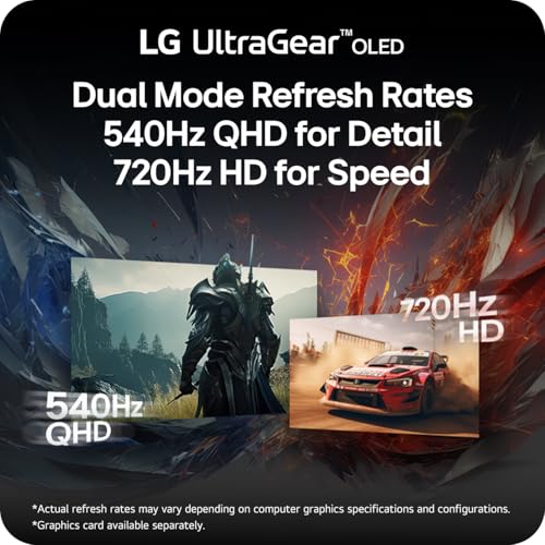 LG 27GX790B-B OLED Ultragear QHD (3440x1440), Dual Mode (QHD 540Hz/HD 720Hz), 0.02ms, TrueBlack 500, 1.07B Colors, NVIDIA G-Sync Compatible, AMD FreeSync Premium Pro, HDMIx2, DP, USB-C