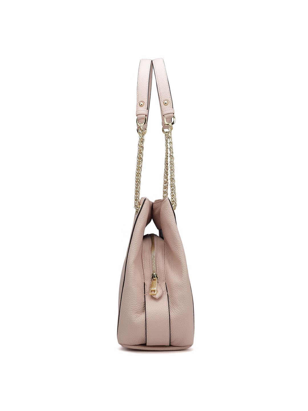 Da Milano Genuine Leather Pink Hobo Bag (00846A) (Medium)