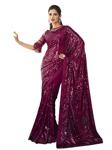 Satrani Women's Knit Pure Georgette Saree (2750S2281N_Wine)