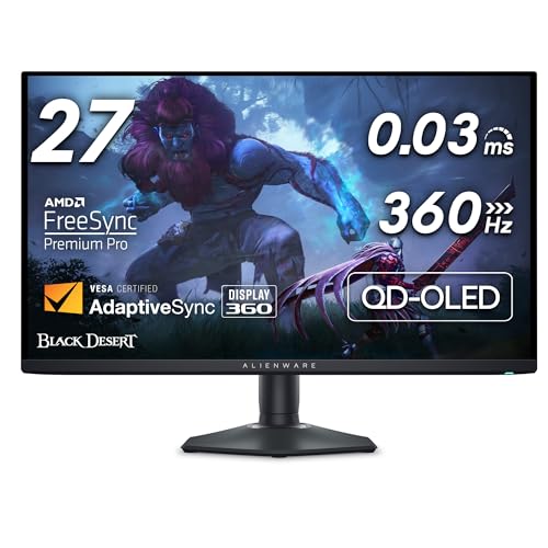 Alienware AW2725DF - OLED Gaming Monitor - 26.7" Quantom-Dot WQHD (2560 x 1440) 360Hz 0.03Ms Display, AMD FreeSync Premium Pro, HDMI/DP/USB 3.2 Gen1, Height/Tilt Adjustment