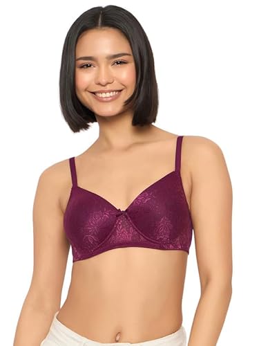 Clovia Women's Lace Padded Non-Wired Full Coverage Bra (BR1479T12_Purple_32D)