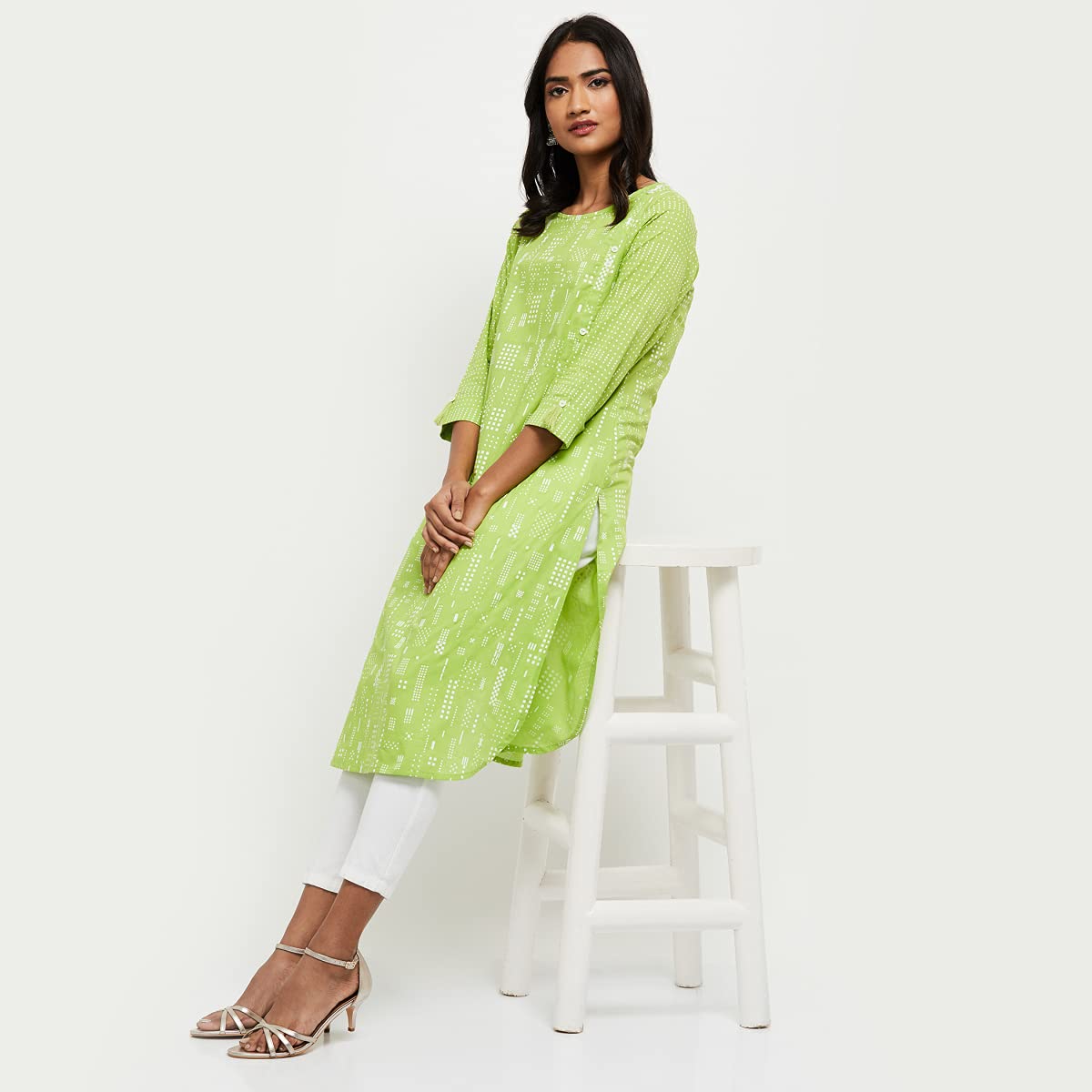 Max Women's Cotton Straight Kurta (AEAMSP20PI21GREEN-XL_Green_XL)