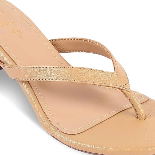 tresmode PUGLIA Women's Heel Sandals Footwear, UK 8 / EU 41 - Soft Comfortable Casual Formal Office Fancy Shoe Wear (Beige)