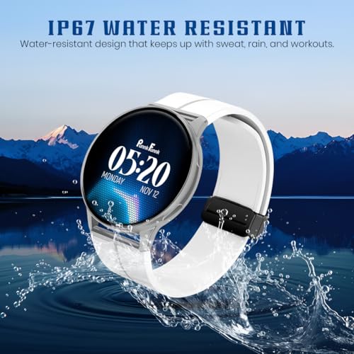 PunnkFunnk Active 5 Smart Watch with 1.3” AMOLED HD Display | Bluetooth Calling, AI Voice Assistant, 100+ Sports Modes, Heart Rate & SPO₂ Tracking, IP68 Waterproof for Men & Women- (White)